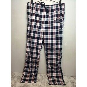 Nautica Men’s Large Sleepwear Pants Lounge Relax Comfy Plaid White / Blue